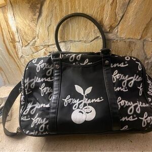 Foxy Jeans black and white crossbody weekend  bag with cherry 🍒 interior